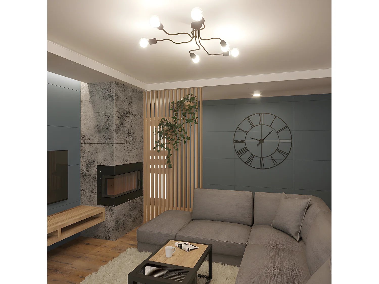 Plafondlampen Vector Industrieel Van  - 6 Lichtbronnen - L.80 X H.15,5 Cm - Wit