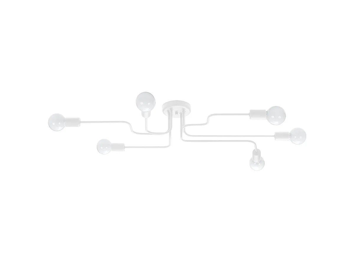 Plafonnier Vector Industriel En Acier - 6 Sources Lumineuses - L.80 X H.15,5 Cm - Blanc
