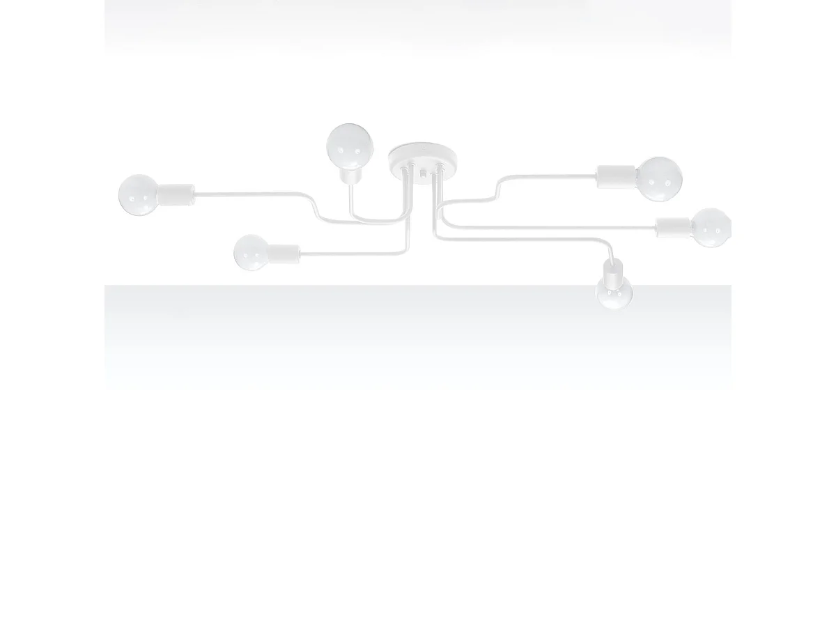 Plafonnier Vector Industriel En Acier - 6 Sources Lumineuses - L.80 X H.15,5 Cm - Blanc