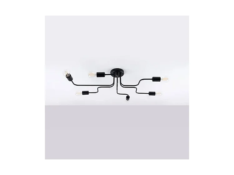 Plafonniers Vector Industriel En Acier - 6 Sources Lumineuses - L.80 X H.15,5 Cm - Noir