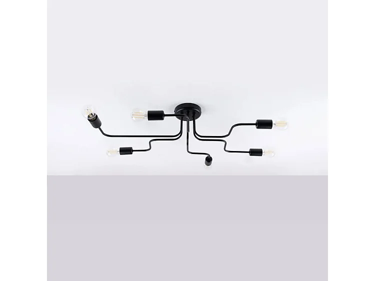 Plafonniers Vector Industriel En Acier - 6 Sources Lumineuses - L.80 X H.15,5 Cm - Noir