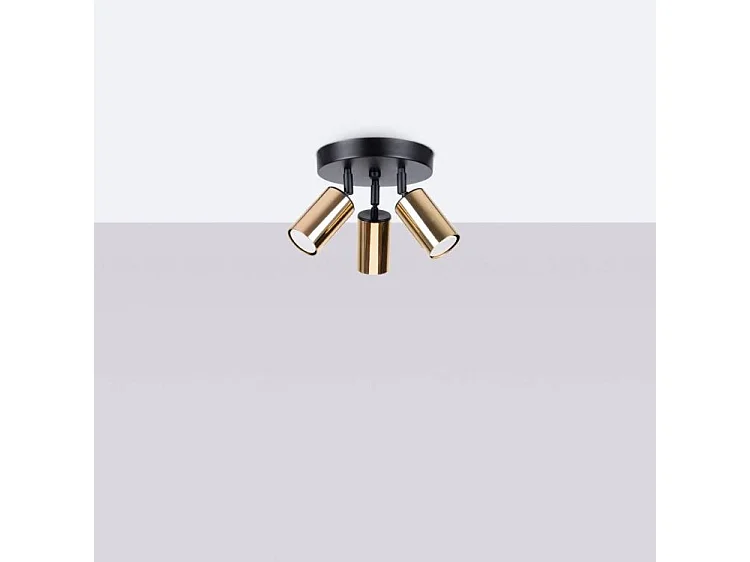 Lampade Da Soffitto Winx Moderno Di Acciaio - 3 Sorgenti Luminose - L.19,5 X A.20 Cm - Oro Nero