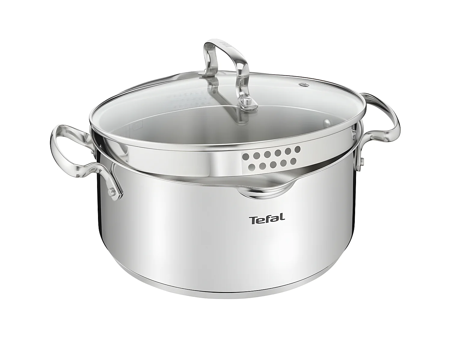 TEFAL Duetto+ Faitout 18 cm, Induction, Acier inoxydable haute qualité, Garantie 10 ans, Poignées rivetées, Couvercle verre
