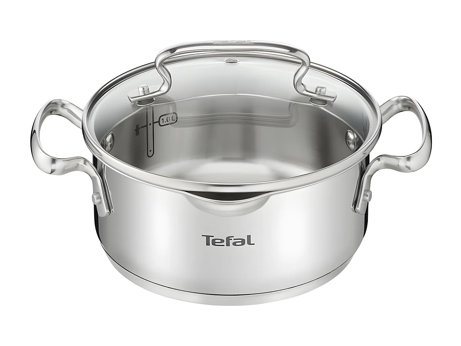 TEFAL Duetto+ Faitout 18 cm, Induction, Acier inoxydable haute qualité, Garantie 10 ans, Poignées rivetées, Couvercle verre