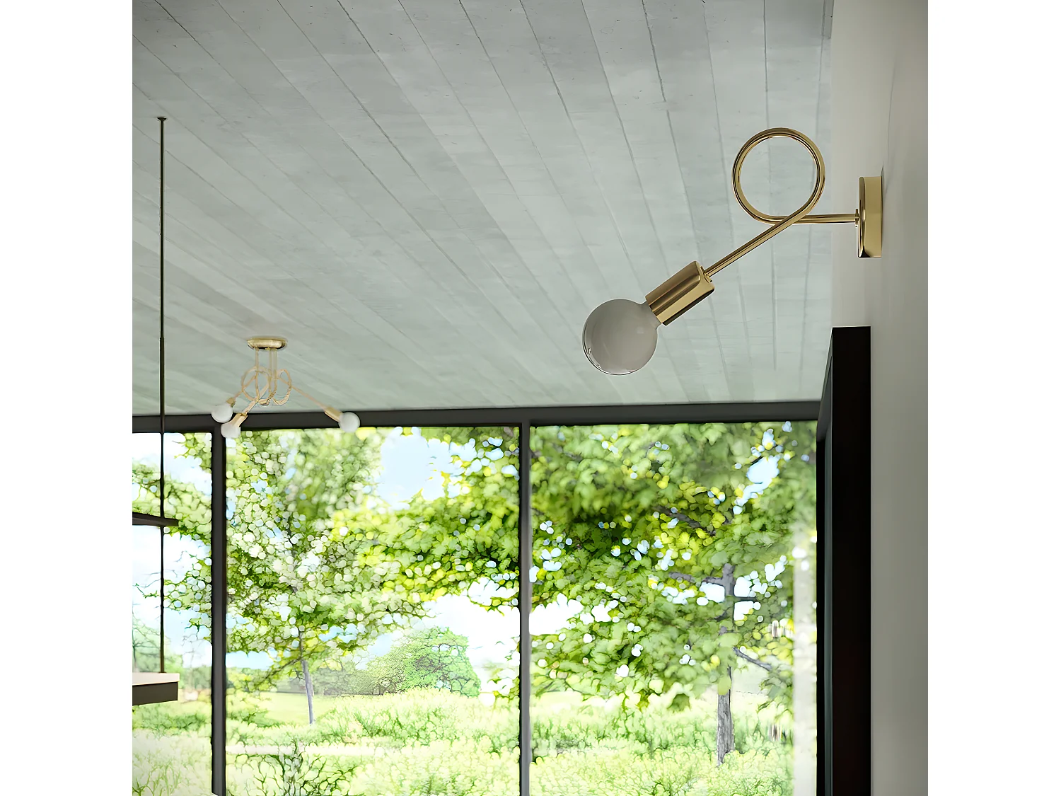 Appliques Supeł Industriel En Acier - 1 Sources Lumineuses - L.25 X H.20 Cm - Éclat Doré