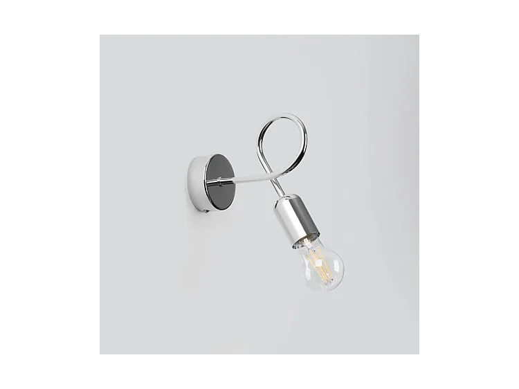 Lampade Da Parete Supeł Industriale Di Acciaio - 1 Sorgenti Luminose - L.25 X A.20 Cm - Cromo