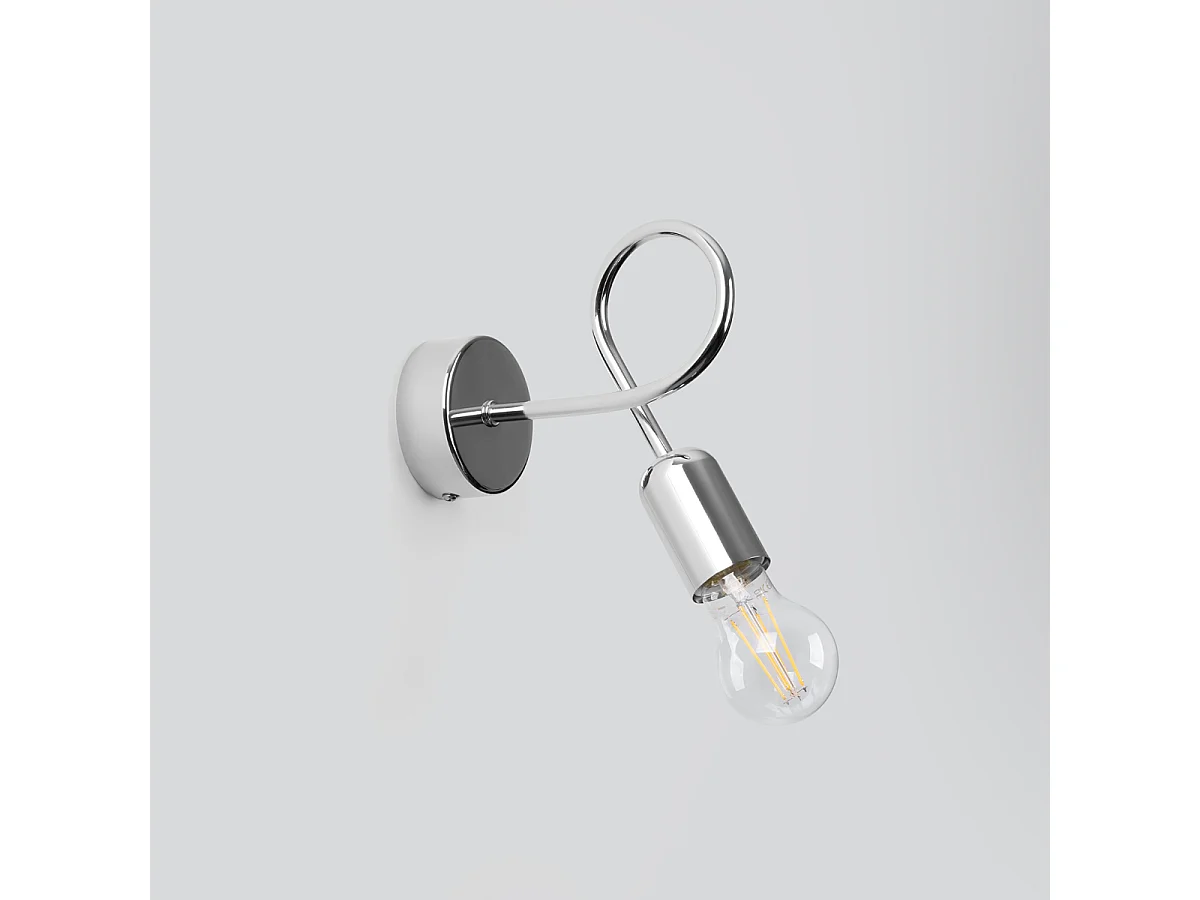 Lampade Da Parete Supeł Industriale Di Acciaio - 1 Sorgenti Luminose - L.25 X A.20 Cm - Cromo