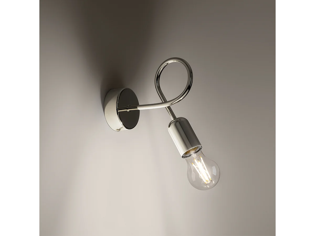 Lampade Da Parete Supeł Industriale Di Acciaio - 1 Sorgenti Luminose - L.25 X A.20 Cm - Cromo