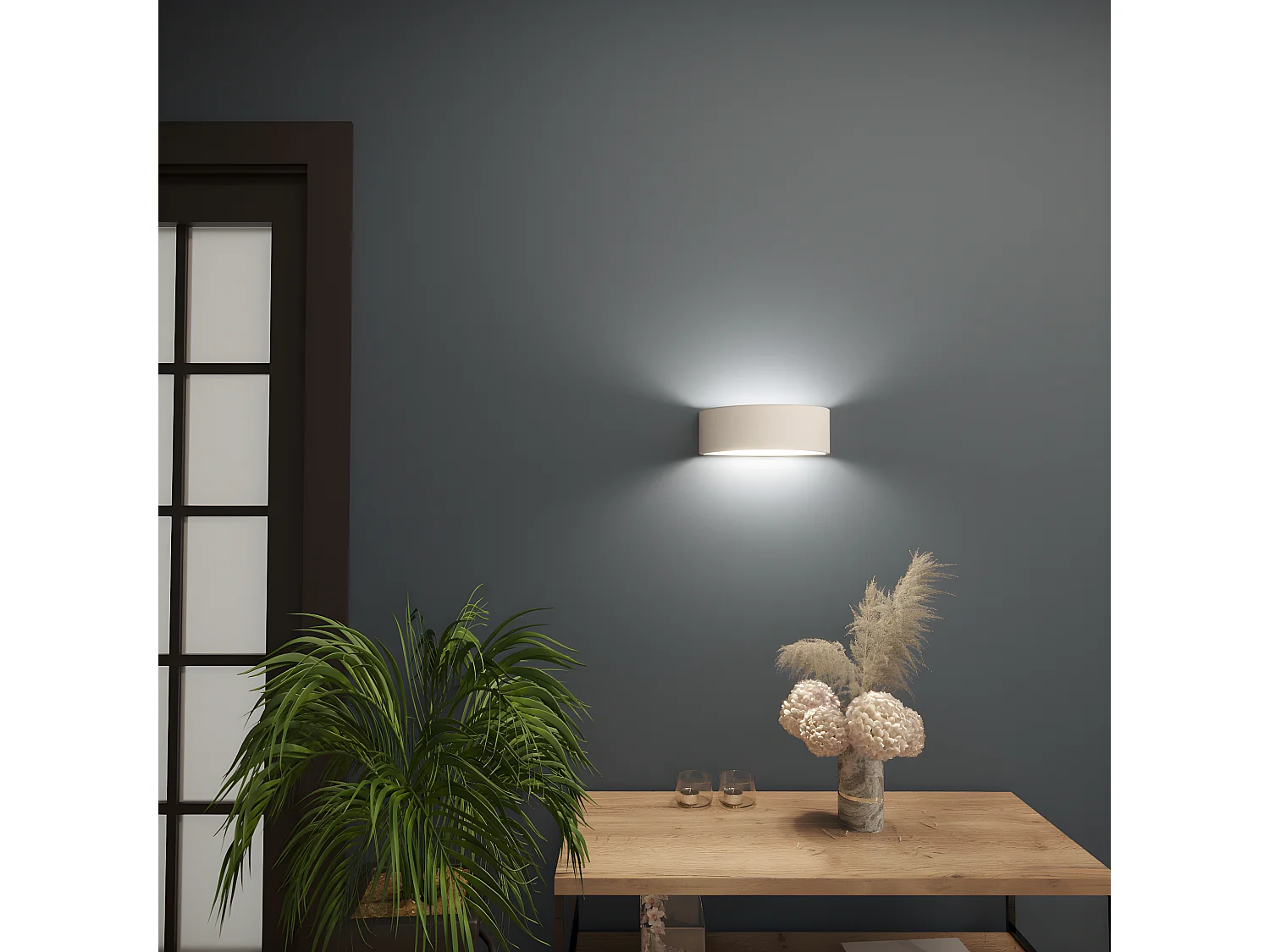 Lampade Da Parete Atena Moderno Di Ceramica - 1 Sorgenti Luminose - L.20 X A.10 Cm - Bianco