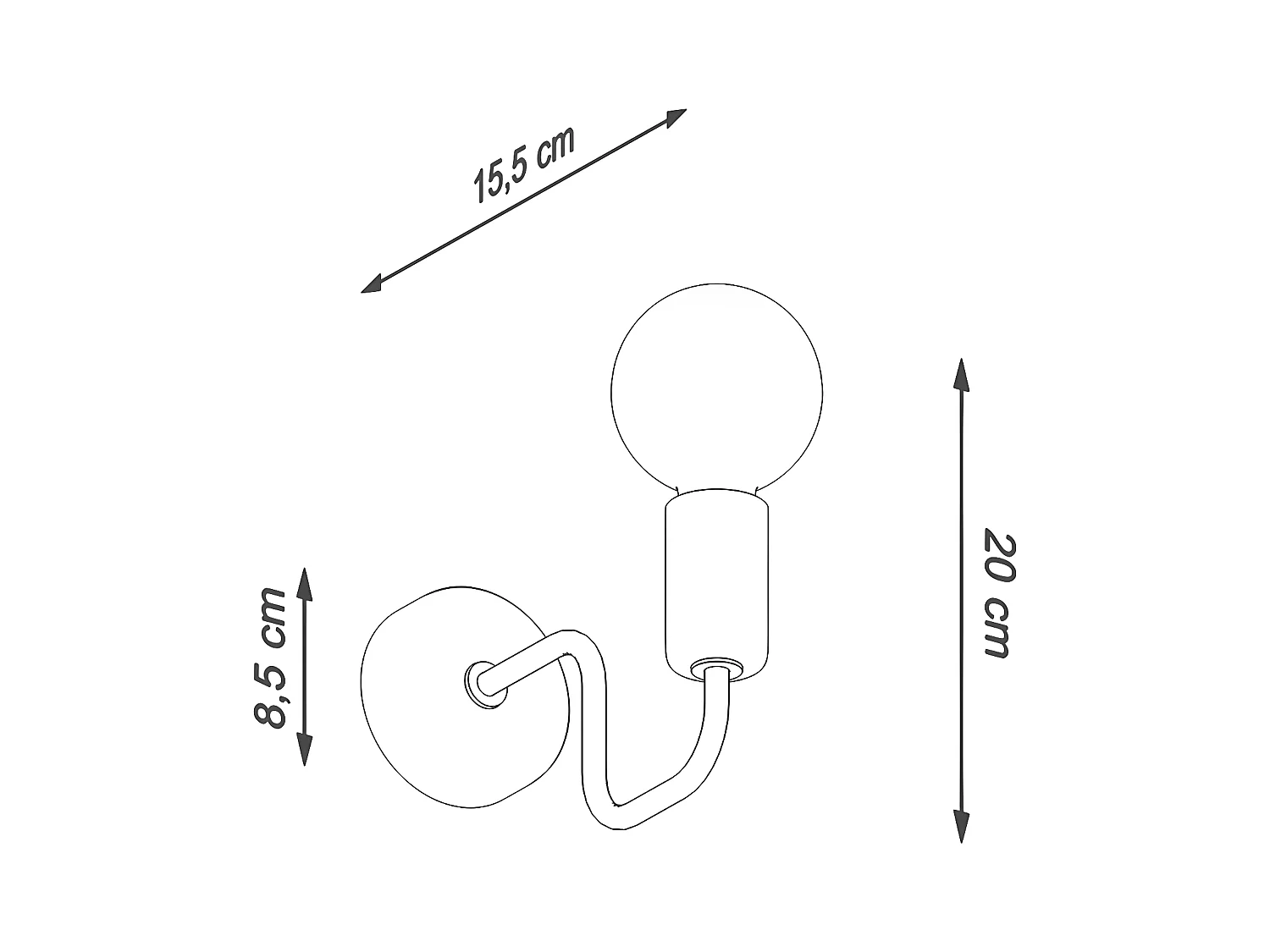 Wandlampen Vector Industriell Aus  Stahl - 1 Lichtquellen - L.8,5 X H. Cm - Schwarz