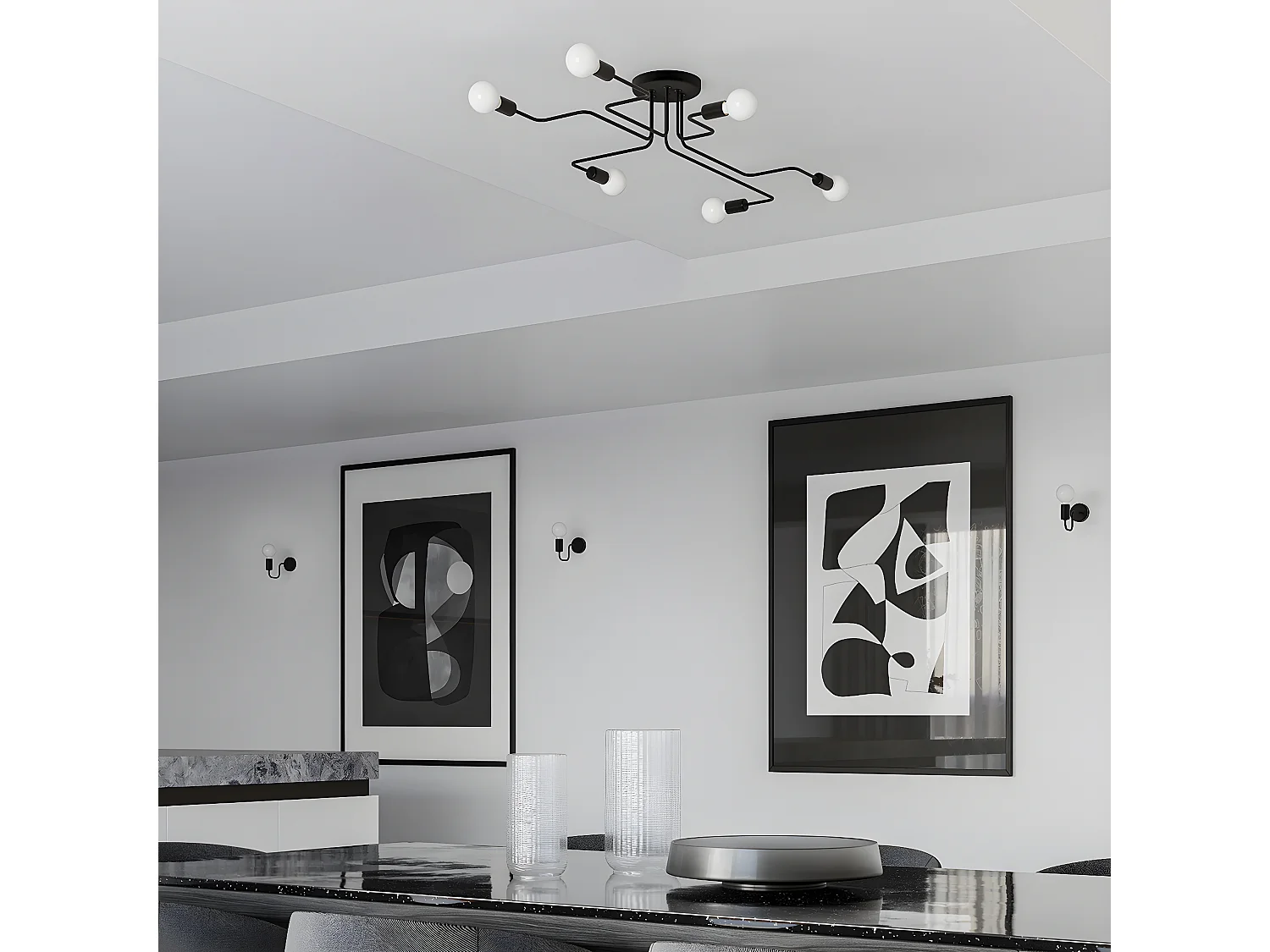 Lámparas De Pared Vector Industrial De Acero - 1 Fuentes Luminosas - L.8,5 X A.20 Cm - Negro