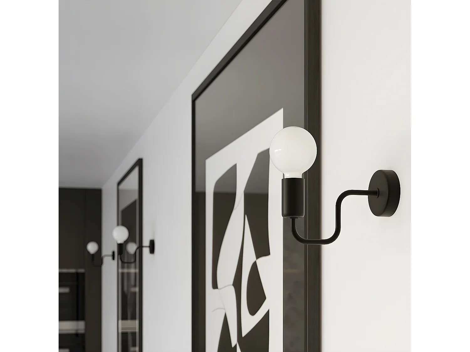 Lámparas De Pared Vector Industrial De Acero - 1 Fuentes Luminosas - L.8,5 X A.20 Cm - Negro