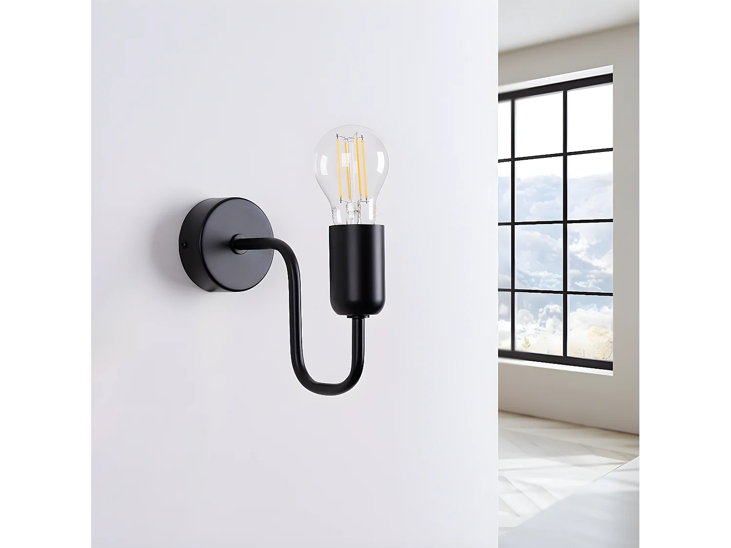 Lámparas De Pared Vector Industrial De Acero - 1 Fuentes Luminosas - L.8,5 X A.20 Cm - Negro