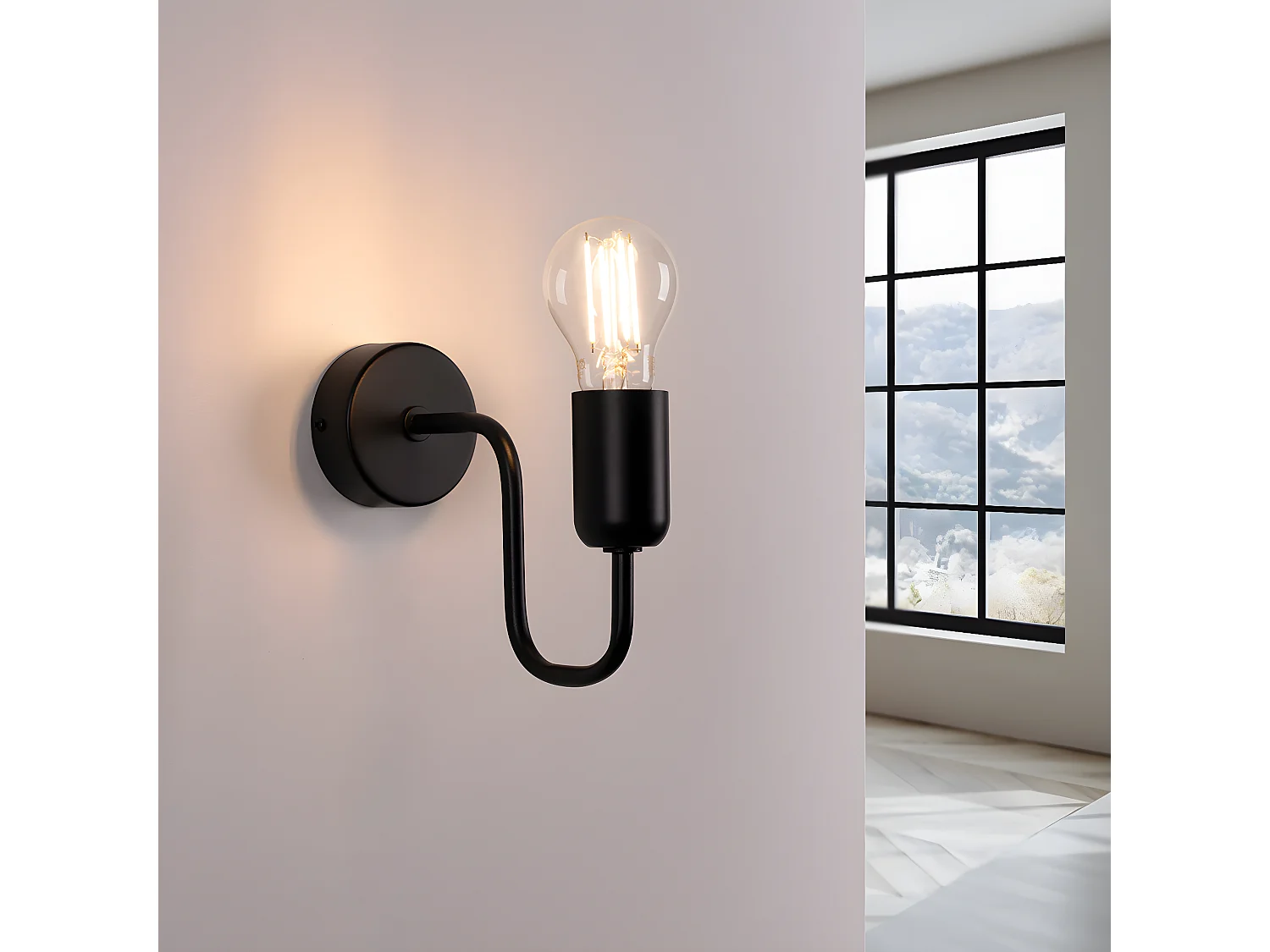 Appliques Vector Industriel En Acier - 1 Sources Lumineuses - L.8,5 X H.20 Cm - Noir