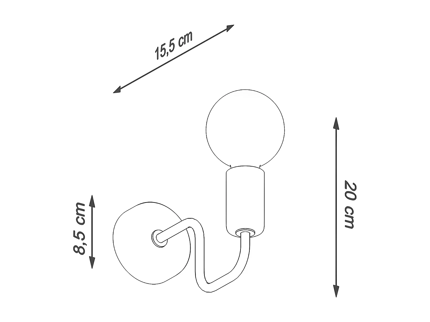 Appliques Vector Industriel En Acier - 1 Sources Lumineuses - L.8,5 X H.20 Cm - Noir