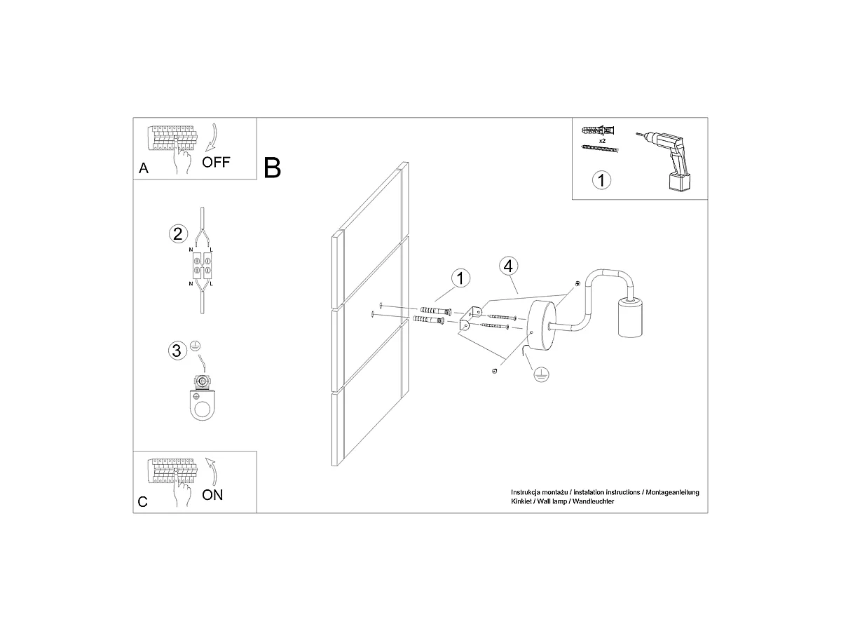 Wandlamp VECTOR industrieel van  - 1 lichtbronnen - L.8,5 x H.20 cm - zwart