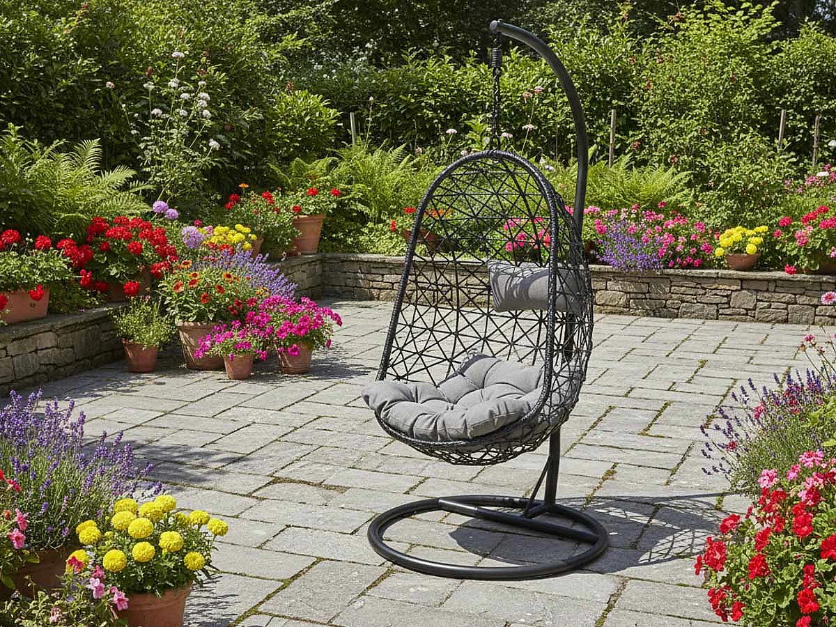 Fauteuil suspendu Bologna Noir - Jardideco