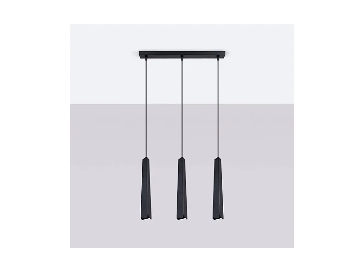 Lampes Suspendues Prysm Scandinave En Acier - 3 Sources Lumineuses - L.45 X H.120 Cm - Noir