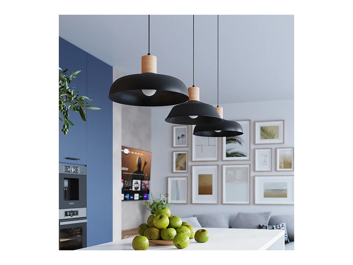 Hanglampen Fano Scandinavisch Van  - 1 Lichtbronnen - L.34 X H.120 Cm - Zwart