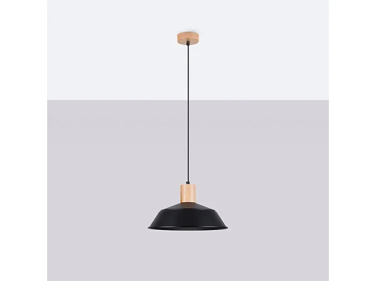Lampe Suspendues Fano Scandinave En Acier - 1 Sources Lumineuses - L.34 X H.120 Cm - Noir