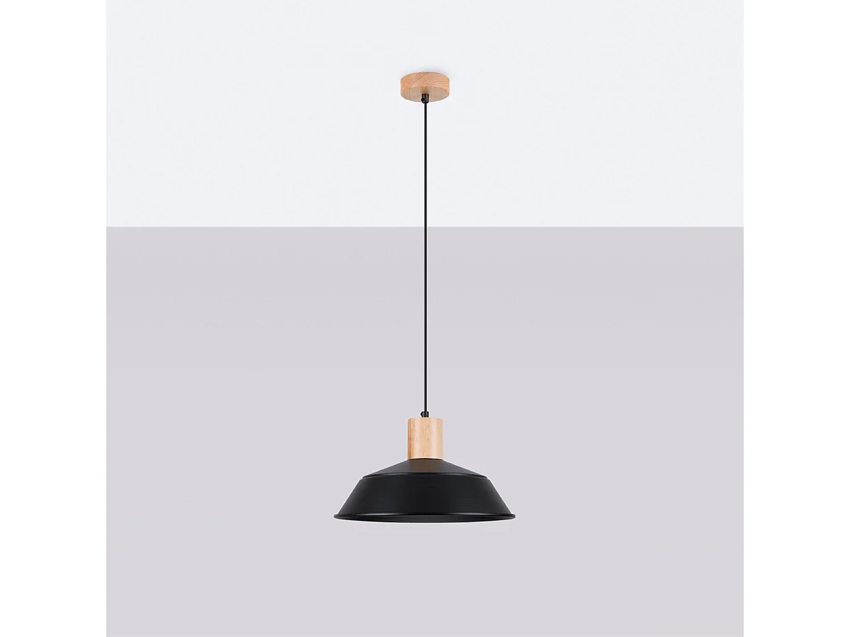 Lampe Suspendues Fano Scandinave En Acier - 1 Sources Lumineuses - L.34 X H.120 Cm - Noir