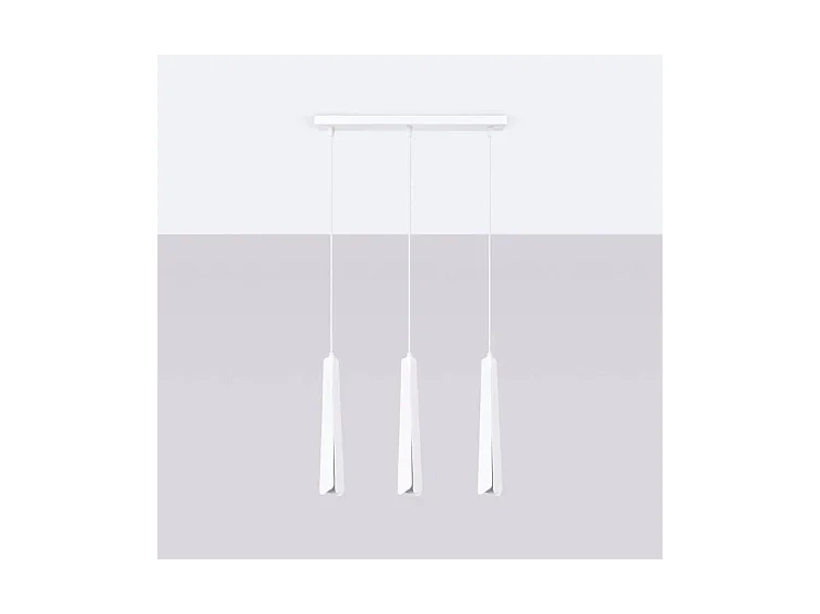 Lampes Suspendues Prysm Scandinave En Acier - 3 Sources Lumineuses - L.45 X H.120 Cm - Blanc