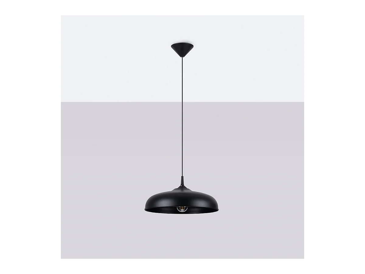 Lampes Suspendues Gina Scandinave En Acier - 1 Sources Lumineuses - L.38 X H.74 Cm - Noir