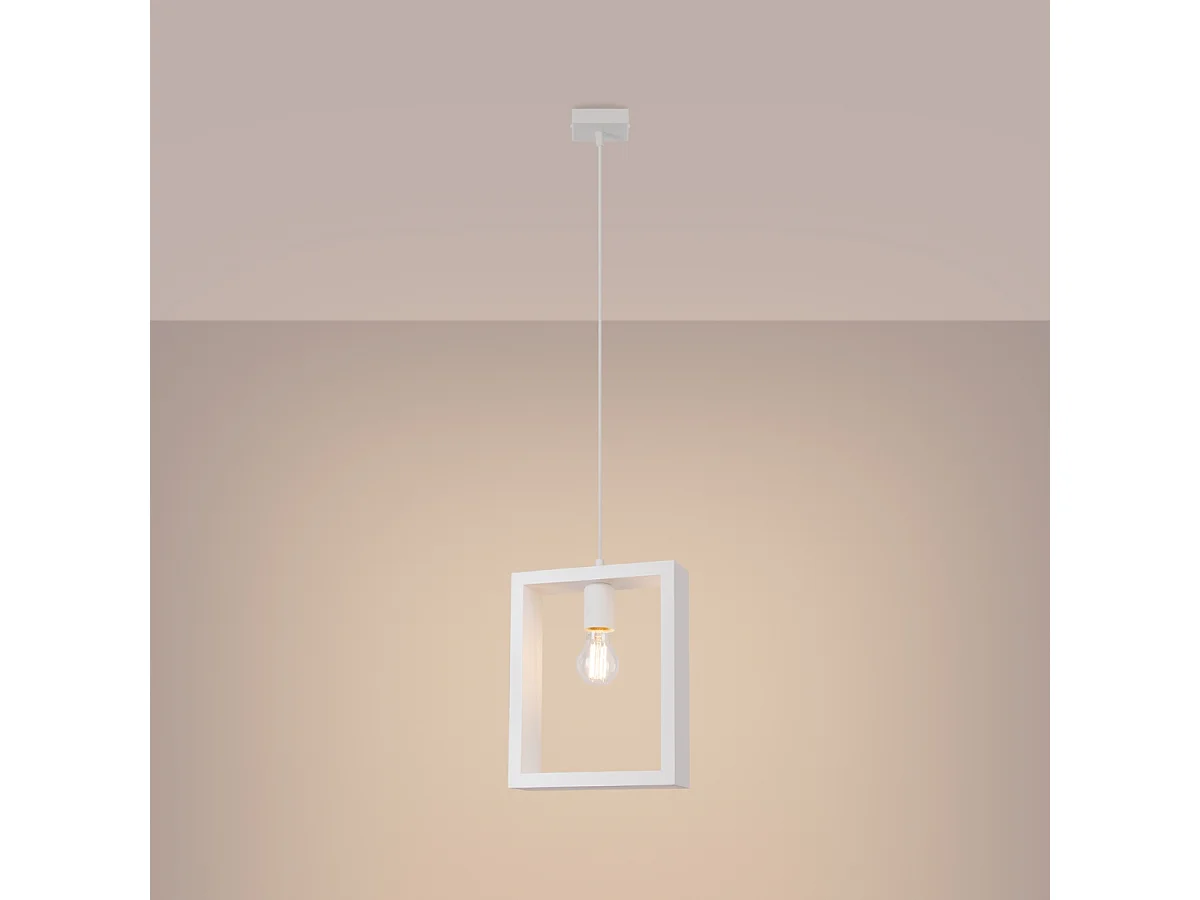 Lampes Suspendues Aries Scandinave En Acier/Bois - 1 Sources Lumineuses - L.24 X H.133 Cm - Blanc