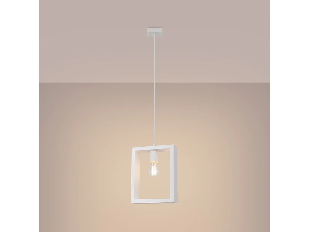 Lampe Suspendues Aries Scandinave En Acier/Bois - 1 Sources Lumineuses - L.24 X H.133 Cm - Blanc