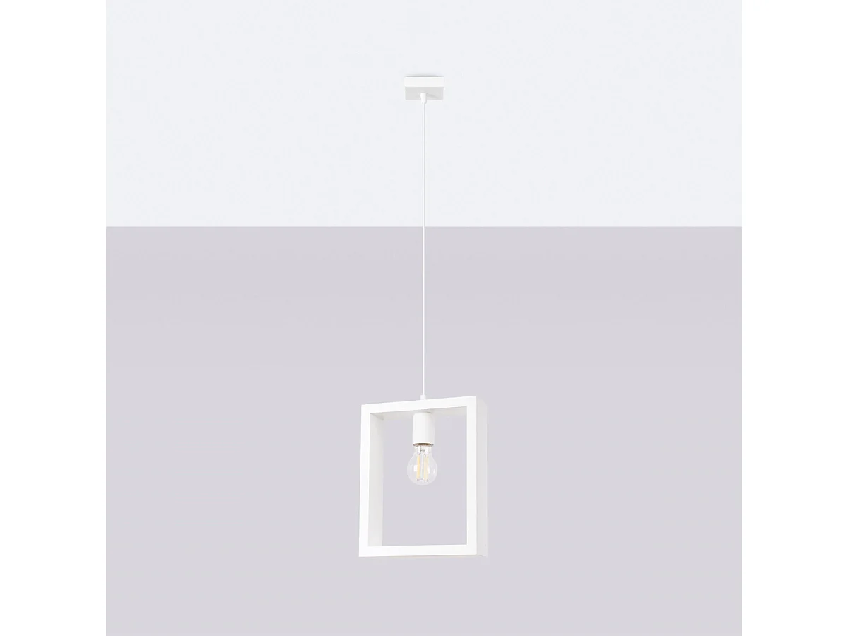Lampe Suspendues Aries Scandinave En Acier/Bois - 1 Sources Lumineuses - L.24 X H.133 Cm - Blanc