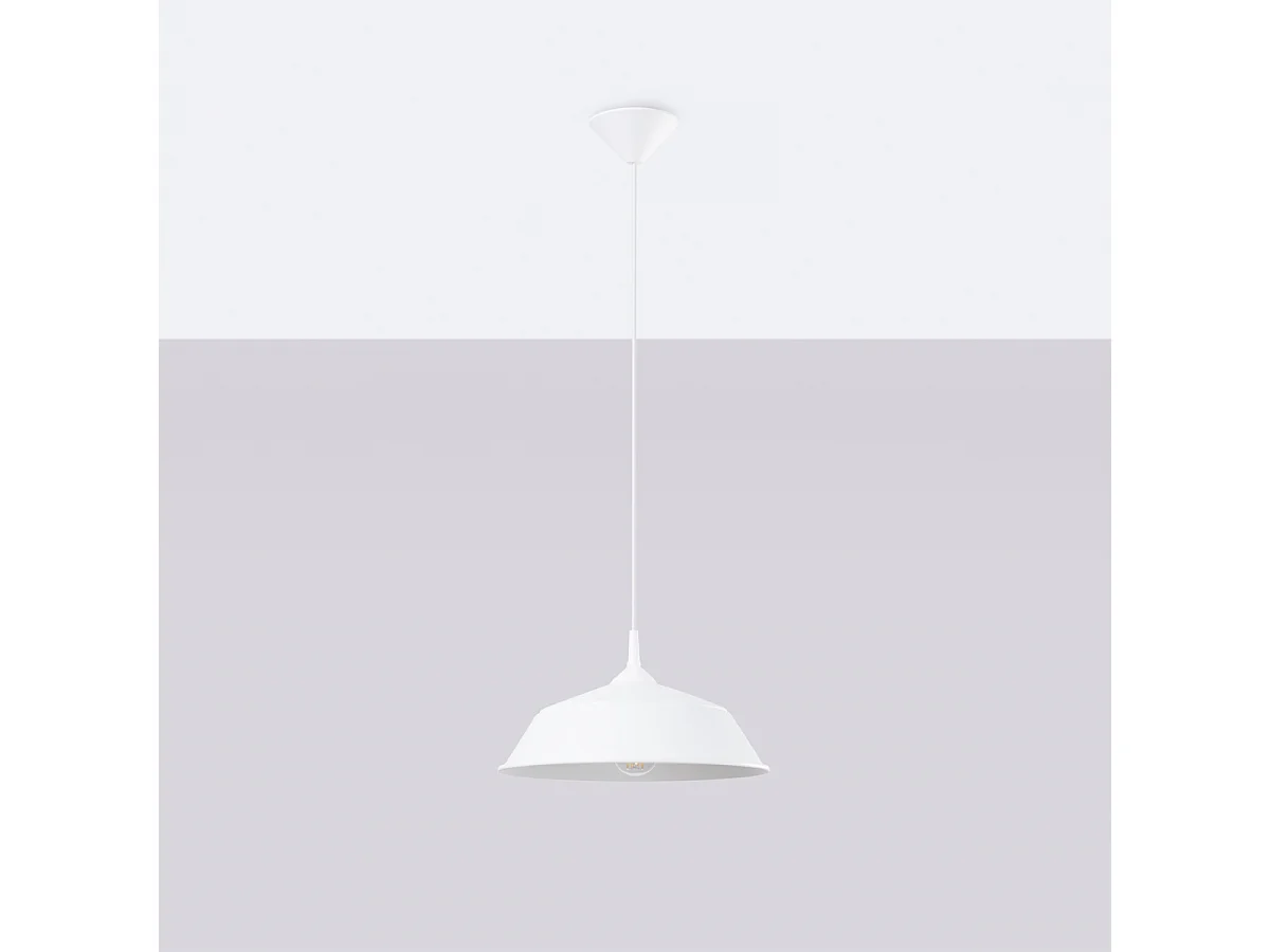 Lámparas Colgantes Frika Escandinavo De Acero - 1 Fuentes Luminosas - L.34 X A.74 Cm - Blanco