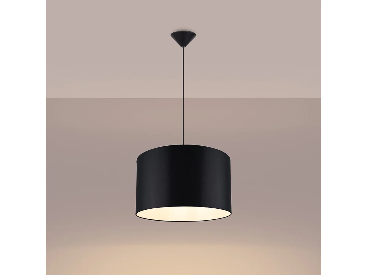Lampe Suspendues Nova Minimaliste En Tissu/Pvc - 1 Sources Lumineuses - L.40 X H.88 Cm - Noir