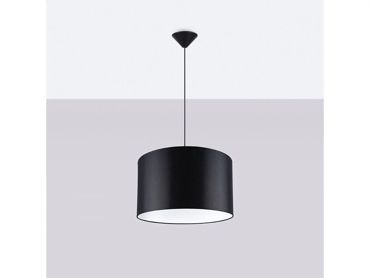 Lampe Suspendues Nova Minimaliste En Tissu/Pvc - 1 Sources Lumineuses - L.40 X H.88 Cm - Noir