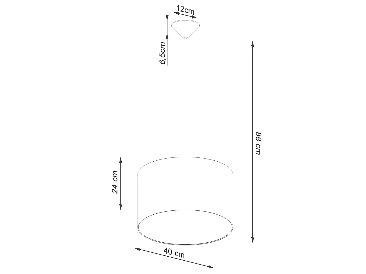 Lampe Suspendues Nova Minimaliste En Tissu/Pvc - 1 Sources Lumineuses - L.40 X H.88 Cm - Noir