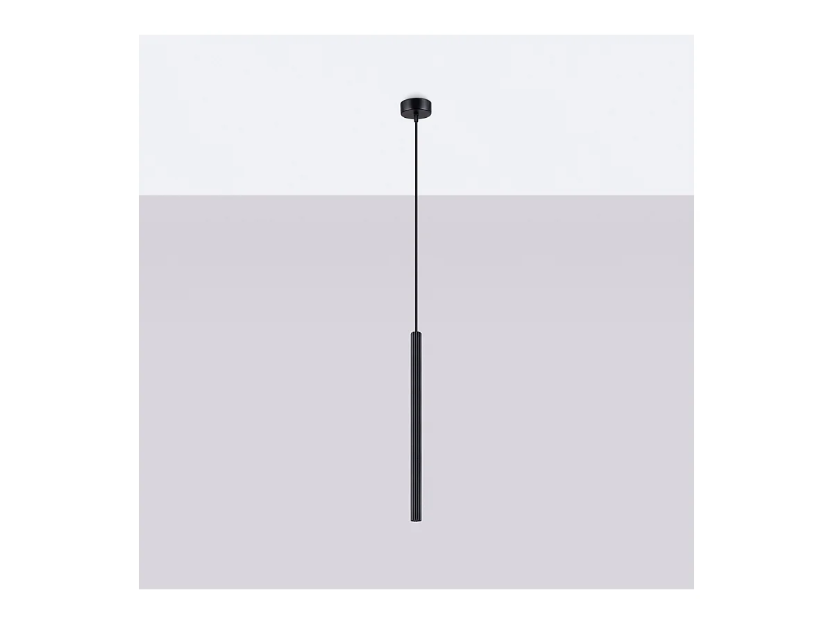 Pendentif Arche Moderne En Acier - 1 Sources Lumineuses - L.8 X H.120 Cm - Noir