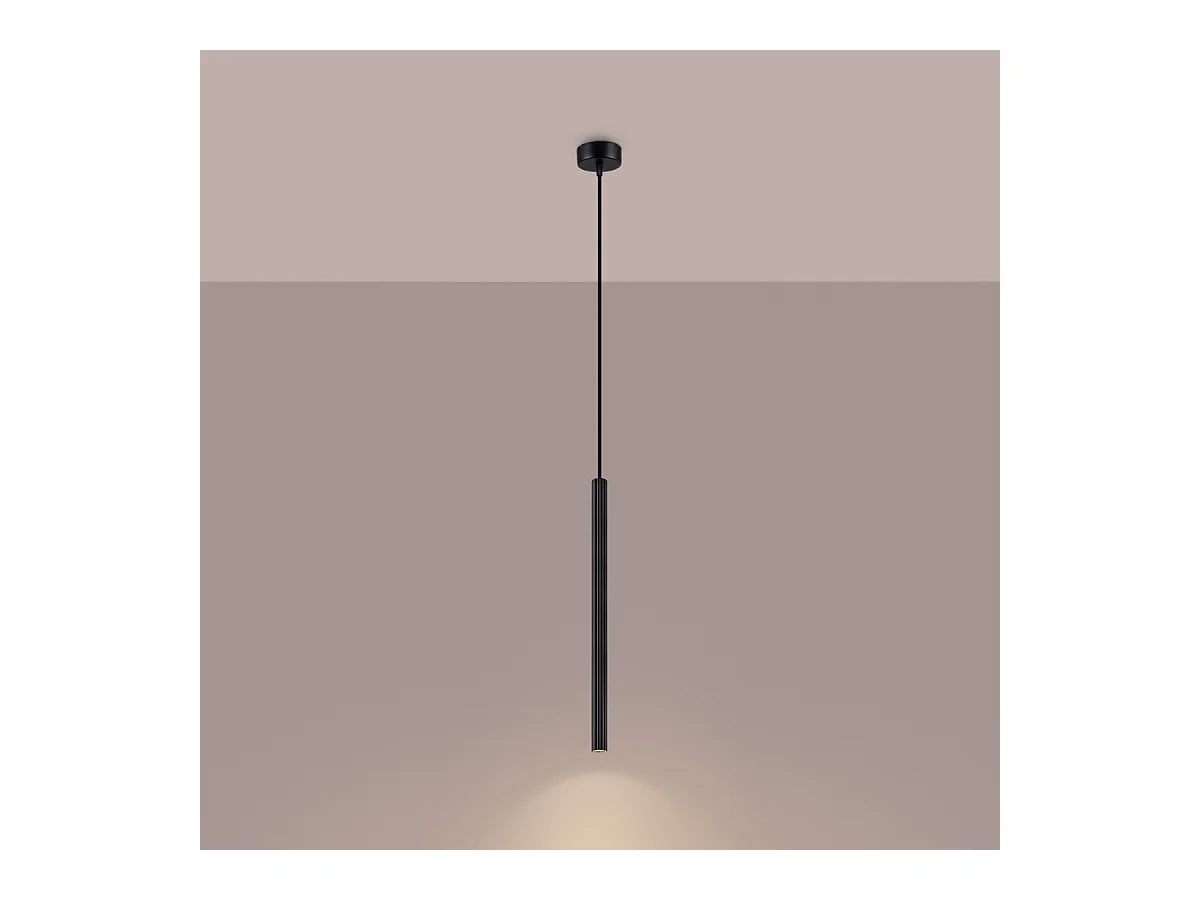 Pendentif Arche Moderne En Acier - 1 Sources Lumineuses - L.8 X H.120 Cm - Noir