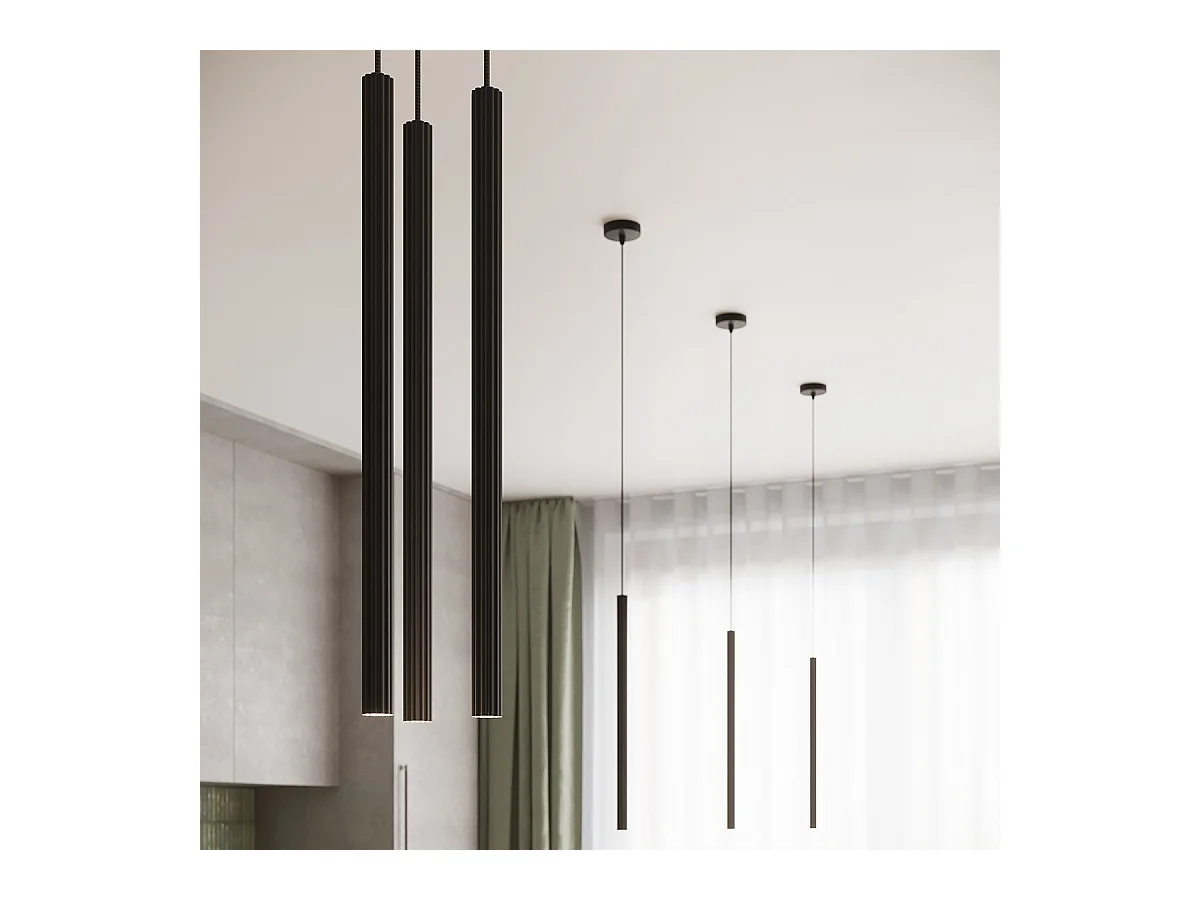 Pendentif Arche Moderne En Acier - 1 Sources Lumineuses - L.8 X H.120 Cm - Noir