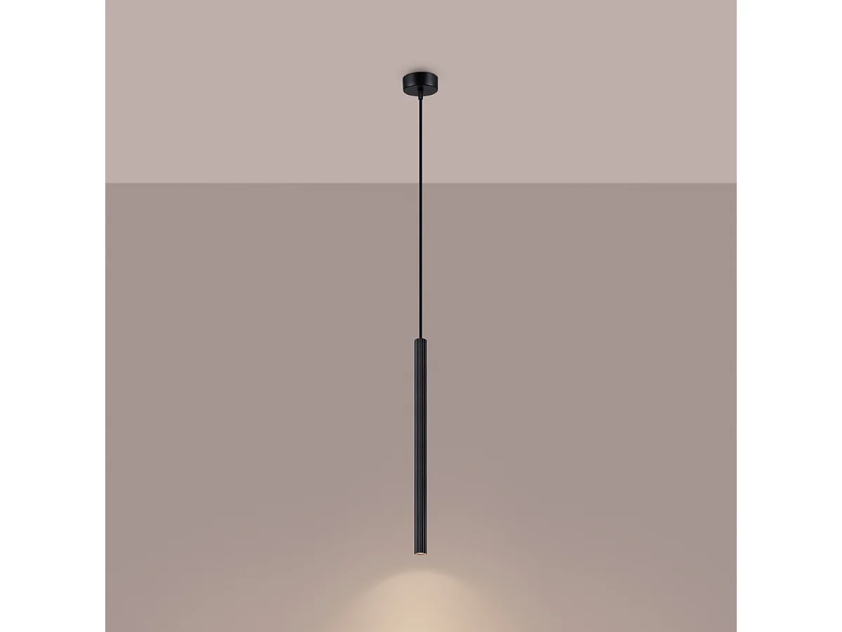 Pendentif Arche Moderne En Acier - 1 Sources Lumineuses - L.8 X H.120 Cm - Noir