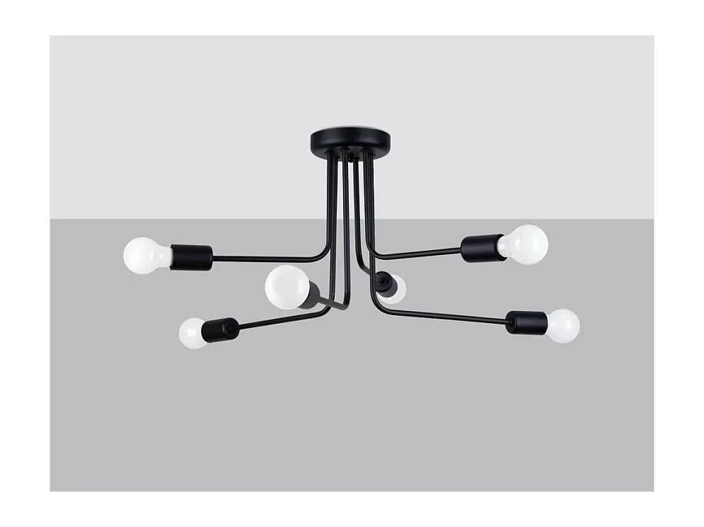 Lustres Norah Moderne En Acier - 6 Sources Lumineuses - L.68 X H.33 Cm - Noir