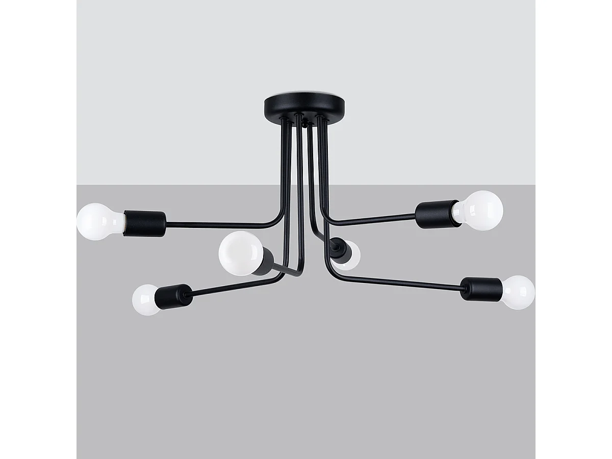 Kroonluchters Norah Modern Van  - 6 Lichtbronnen - L.68 X H.33 Cm - Zwart