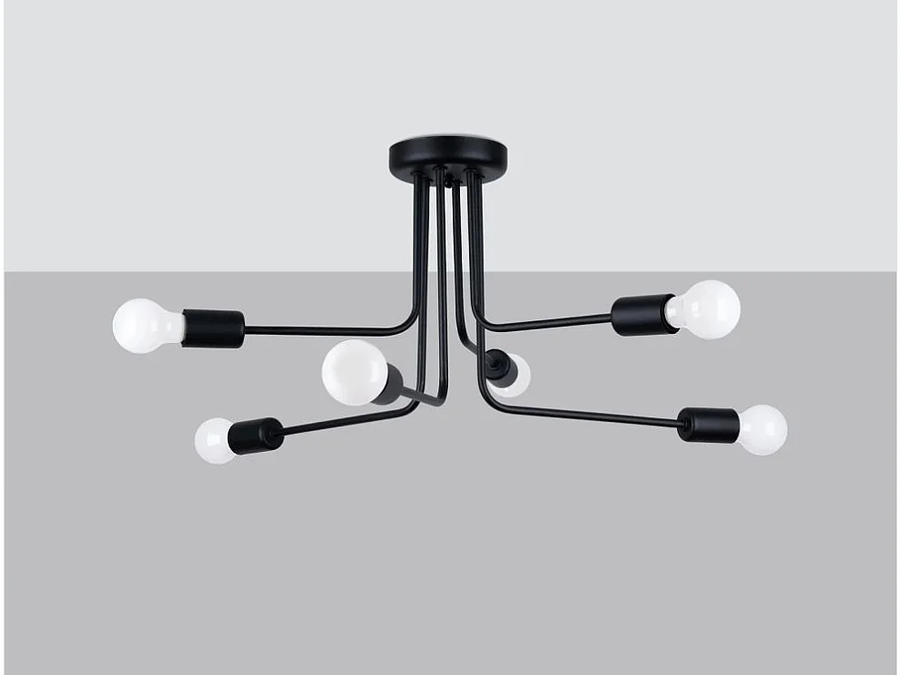 Lustres Norah Moderne En Acier - 6 Sources Lumineuses - L.68 X H.33 Cm - Noir