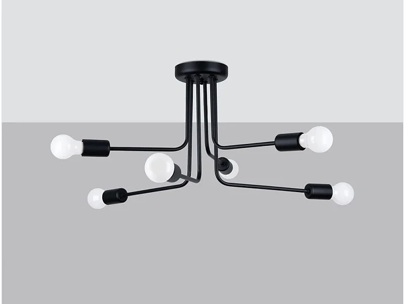 Lustres Norah Moderne En Acier - 6 Sources Lumineuses - L.68 X H.33 Cm - Noir