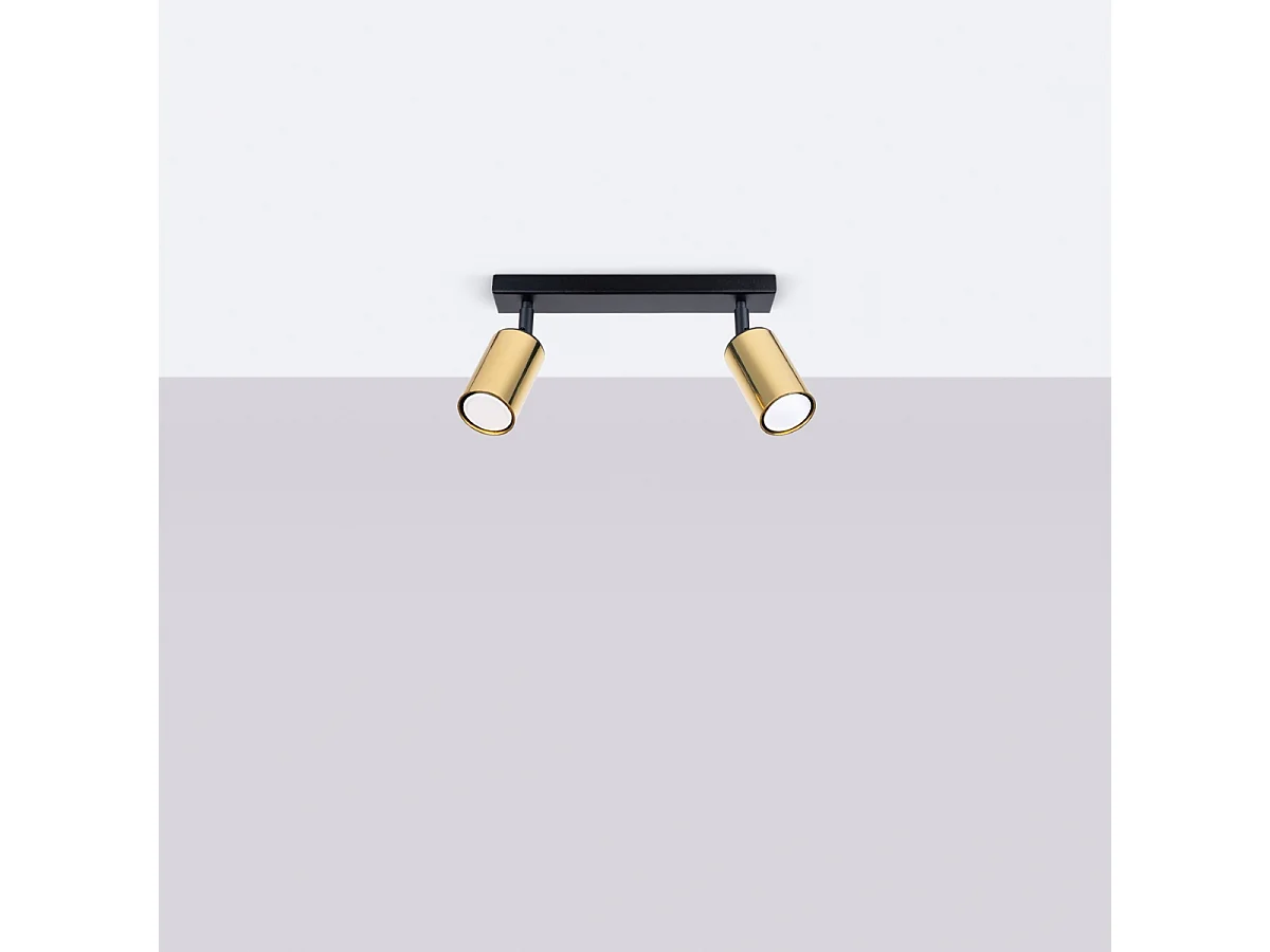 Deckenlampen Winx Modern Aus  Stahl - 2 Lichtquellen - L.30 X H. Cm - Schwarzes Gold