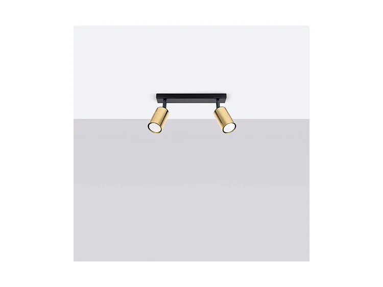 Plafonniers Winx Moderne En Acier - 2 Sources Lumineuses - L.30 X H.18,5 Cm - Or Noir