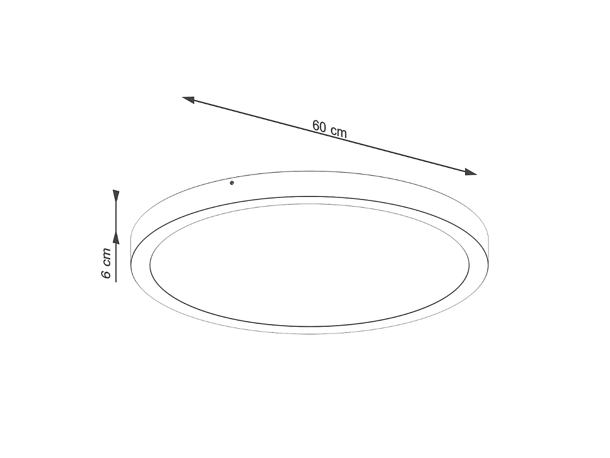 Plafon minimalistyczny ONYX, aluminium - 1 źródło - L.60 x H.6 cm - biały