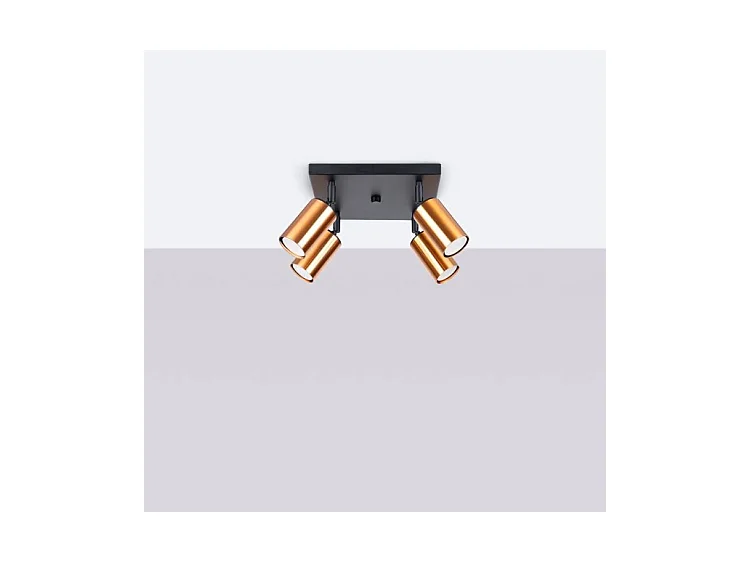 Plafonniers Winx Moderne En Acier - 4 Sources Lumineuses - L.25 X H.19 Cm - Noir/Cuivre