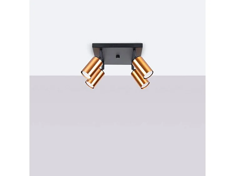 Lampade Da Soffitto Winx Moderno Di Acciaio - 4 Sorgenti Luminose - L.25 X A.19 Cm - Nero/Rame