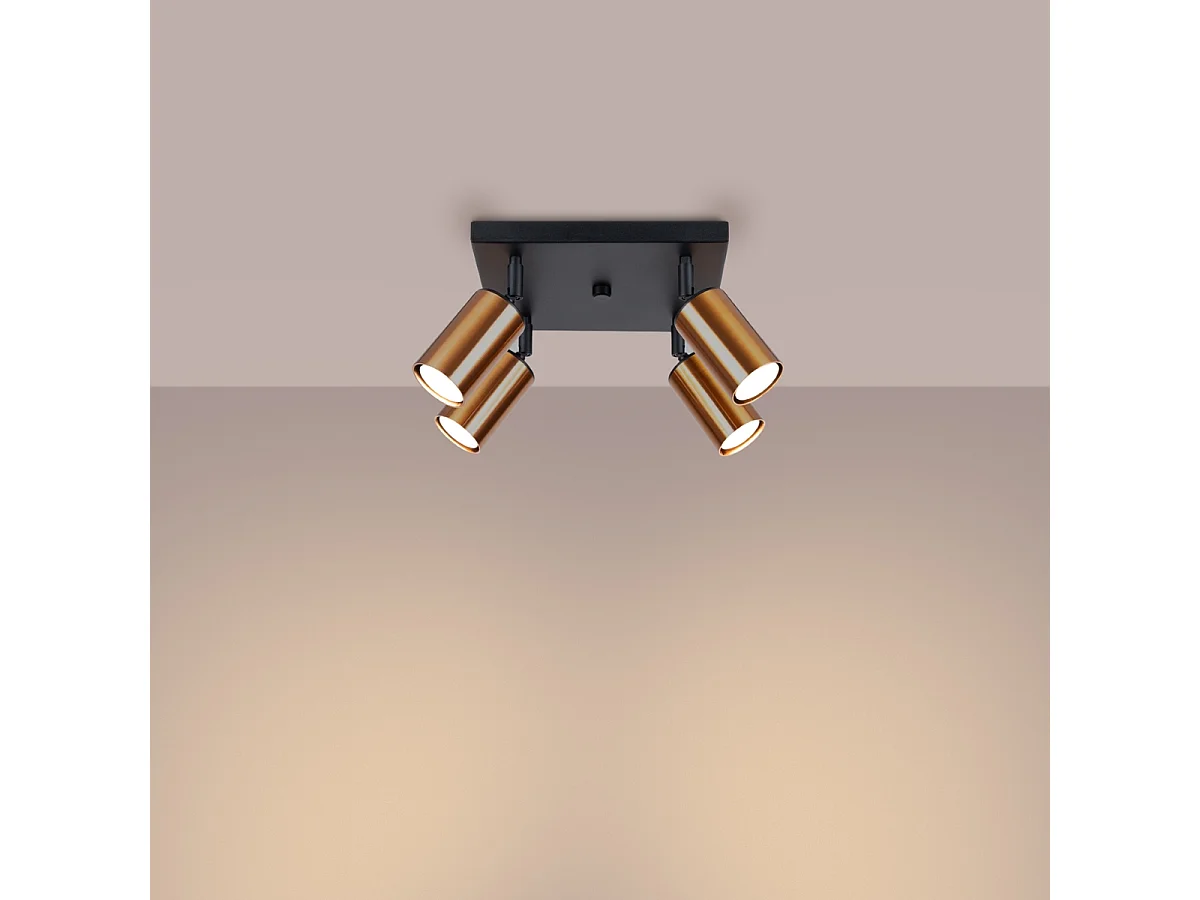 Lampade Da Soffitto Winx Moderno Di Acciaio - 4 Sorgenti Luminose - L.25 X A.19 Cm - Nero/Rame