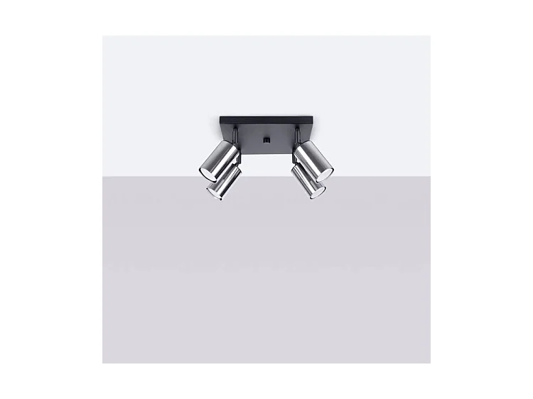 Plafonniers Winx Moderne En Acier - 4 Sources Lumineuses - L.25 X H.19 Cm - Noir/Chromé