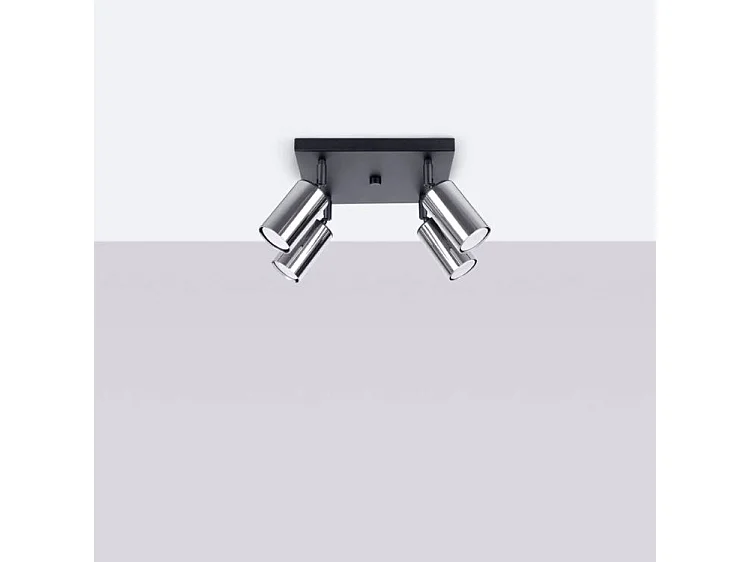 Lampade Da Soffitto Winx Moderno Di Acciaio - 4 Sorgenti Luminose - L.25 X A.19 Cm - Nero/Cromato